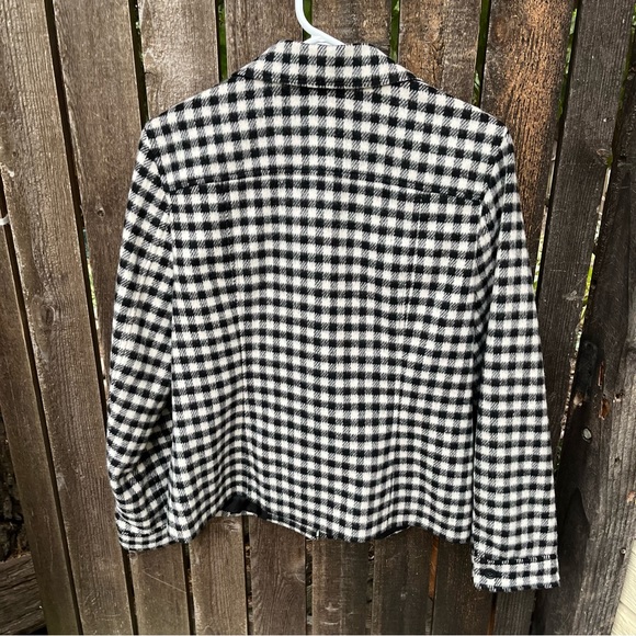 Talbots Wm’s Wool Blend Gingham Buffalo Plaid Black & White Button Jacket Sz 10P - Picture 2 of 16